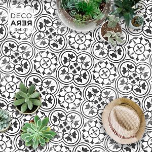Modernist Flower Distressed Tile - Decorera Home - Cool Home Decorative Vinyls